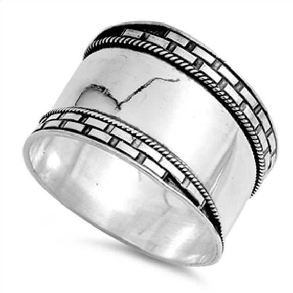 Bali Ring Rope Brick Milgrain Block .925 Sterling Silver Band Jewelry Female Male Unisex Size 7