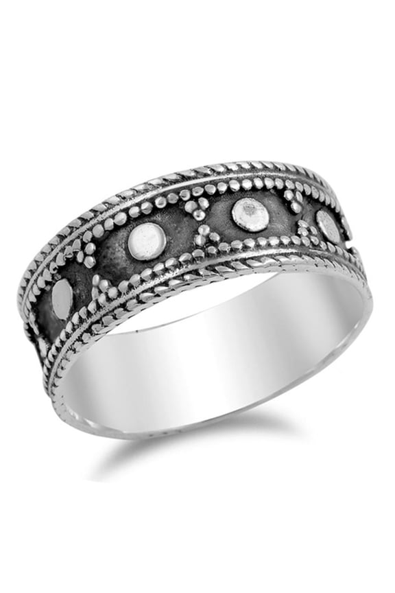 Bali Rope Chain Design Dot Ring .925 Sterling Silver Band Jewelry Female Male Unisex Size 9