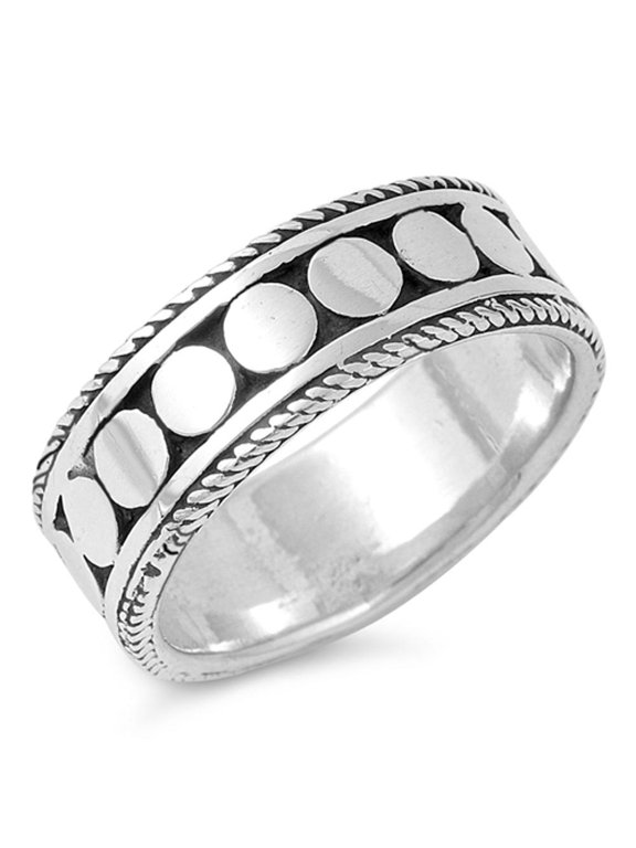 Bali Rope Twist Dot Bead Wedding Ring .925 Sterling Silver Band Jewelry Female Male Unisex Size 6