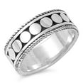 thumbnail image 1 of Bali Rope Twist Dot Bead Wedding Ring .925 Sterling Silver Band Jewelry Female Male Unisex Size 7, 1 of 4