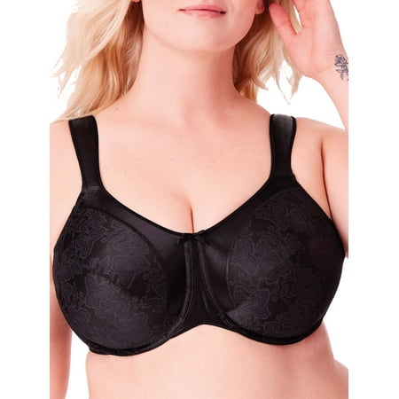 Women's Bali 3562 Satin Tracings Minimizer Underwire Bra (Black 38DD)