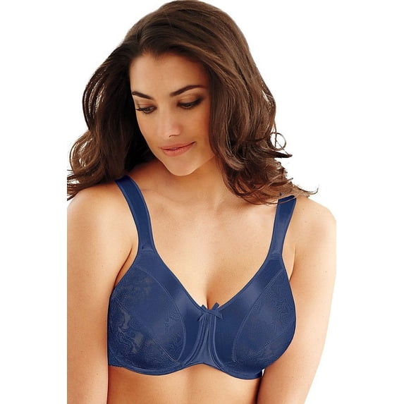 Women's Bali 3562 Satin Tracings Minimizer Underwire Bra (In the Navy Scroll 40DDD)