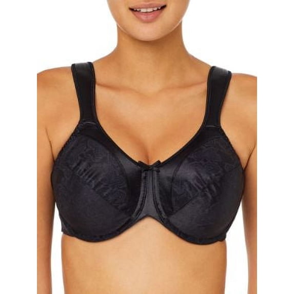 Women's Bali 3562 Satin Tracings Minimizer Underwire Bra (Black 34DDD)