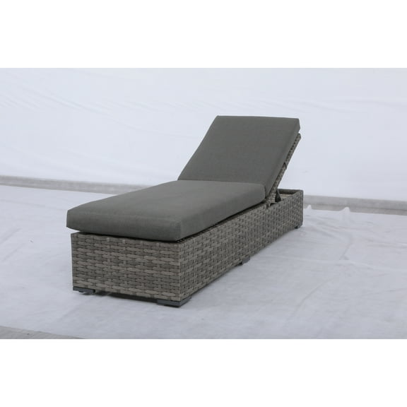 Bali Silver/Gray Two-Tone Wicker Chaise Lounge in Charcoal Gray Cushion