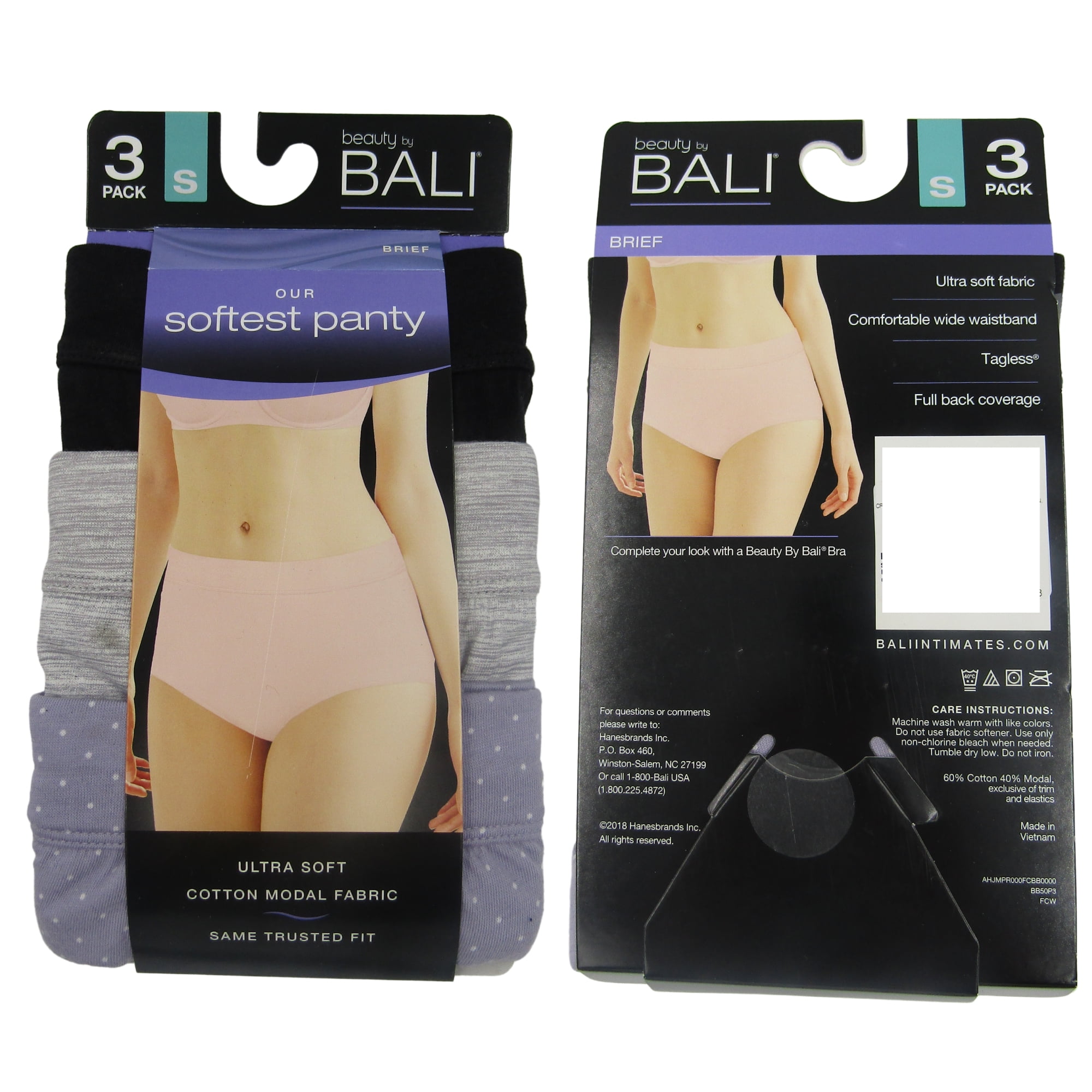 Bali Skimp Skamp Brief Ultra Soft Cotton Tagless Panty - 3-Pack (S