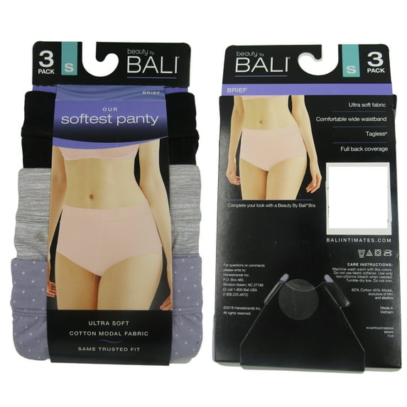 Bali Skimp Skamp Brief Ultra Soft Cotton Tagless Panty - 3-Pack (L)
