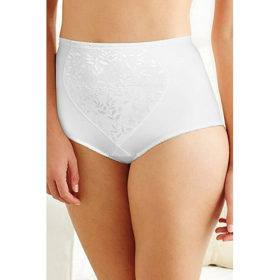 Women's Bali X710 Jacquard Tummy Panel Shaping Brief Panty - 2 Pack (White/White Jacquard 3X)