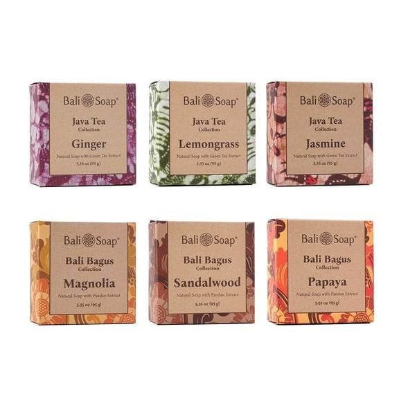 Bali Soap Natural Plant-Based Bar Soap, 6 Bars