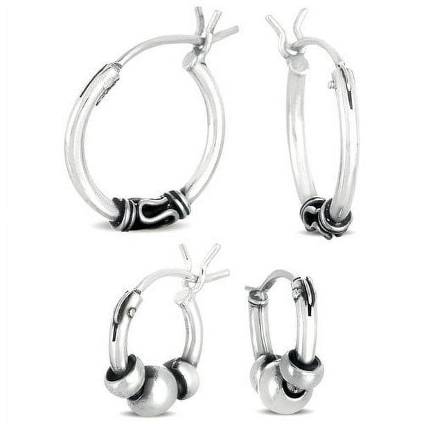 Bali Sterling Silver Hoop Earrings Set - Walmart Business Bali Sterling Silver Hoop Earrings Set - Walmart Business