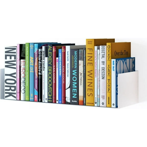 Bali Sturdy Metal U Shape Bookshelf - Wall Mountable CD DVD Storage Multi-Purpose Display Rack in White