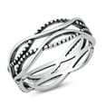thumbnail image 1 of Bali Style Bead Stacking Braid Ring .925 Sterling Silver Band Jewelry Female Male Unisex Size 4, 1 of 4