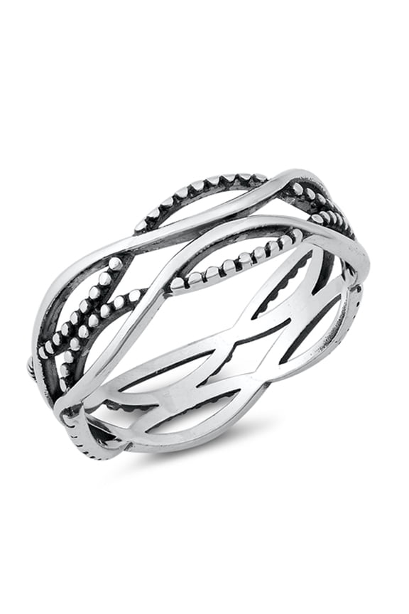 Bali Style Bead Stacking Braid Ring .925 Sterling Silver Band Jewelry Female Male Unisex Size 4