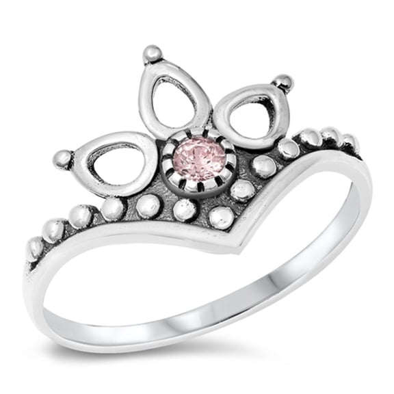 Bali Style Flower Sun Ring Pink Cubic Zirconia .925 Sterling Silver Band Jewelry Female Male Size 10