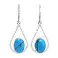 thumbnail image 1 of Bali Style Teardrops Oval Blue Turquoise .925 Sterling Silver Dangle Earrings, 1 of 5