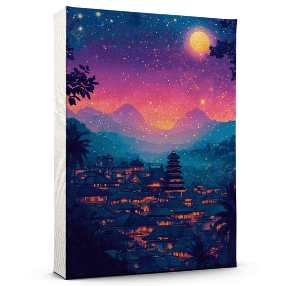 Bali Travel Canvas Prints, Indonesian Starry Night Travel decor, Bali Map Poster, Indonesian Travel Decor Artwork - 98AZ82