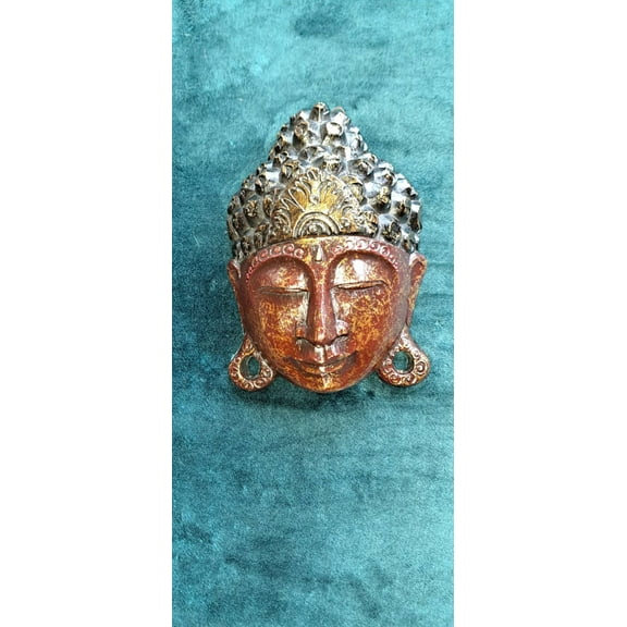 Bali Tropical Home Red Gold Harmony Buddha Mask - Invite Peace & Calm Into Your Space, Wall Decor