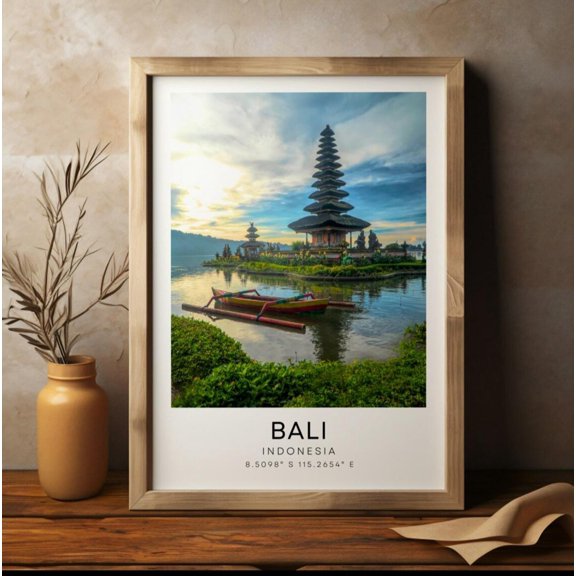 Bali Ulun Danu Temple Wall Art Decor Unframed Paper Print