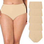 Bali Underwear Brief Pack, 5-Pack, Cotton Lace Moisture-Wicking Underwear for Women, Brief Panties Taupe Large