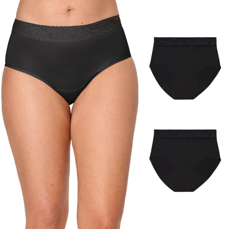 Bali Underwear Briefs, 2-Pack, Leak Protection, Wicking Soft Stretch Microfiber, Asst. DFWLLB