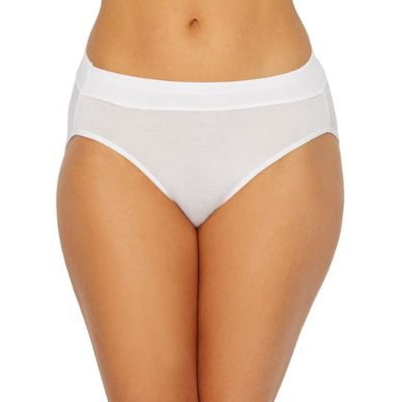 Bali WHITE Incredibly Soft Hi-Cut Panty, US 7/Large