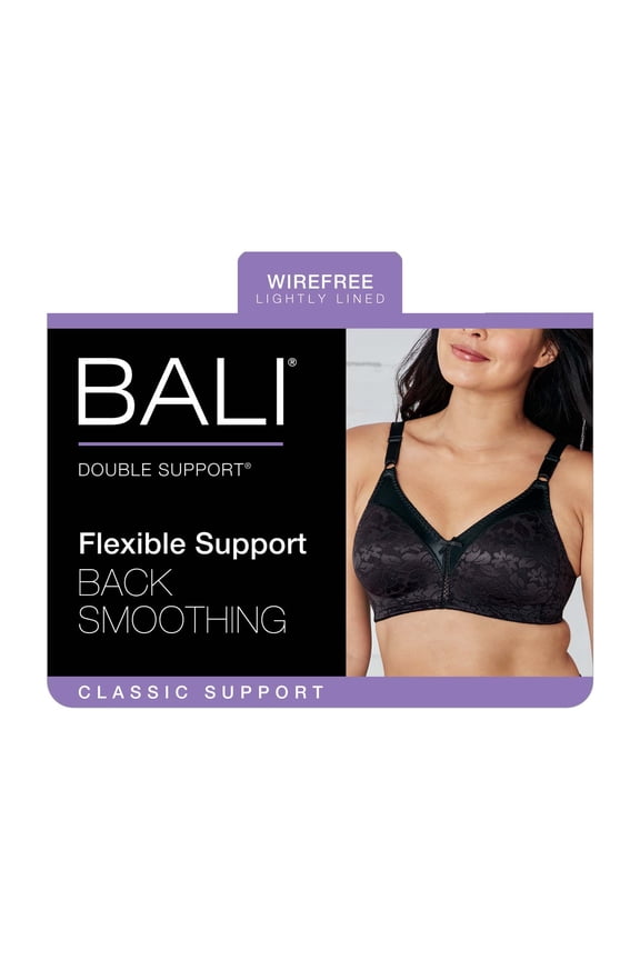 Women's Bali 3372 Double Support Lace Wirefree Spa Closure Bra (Pink Bliss 42C)