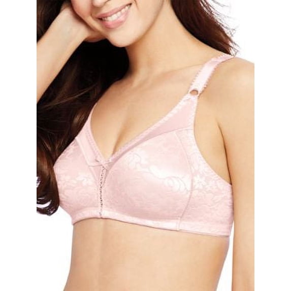 Women's Bali 3372 Double Support Lace Wirefree Spa Closure Bra (Pink Bliss 42D)