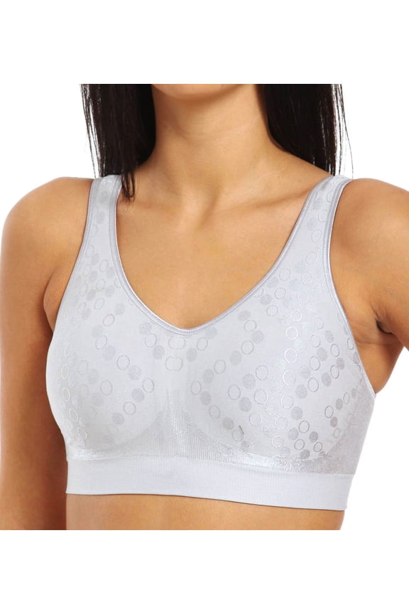 Women's Bali 3488 Comfort Revolution Shaping Wirefree Bra (Crystal Grey Dot L)
