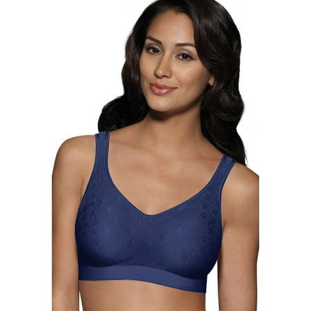 Bali Women's Full Coverage Comfort Revolution Wireless Bra, Navy Dot, Medium