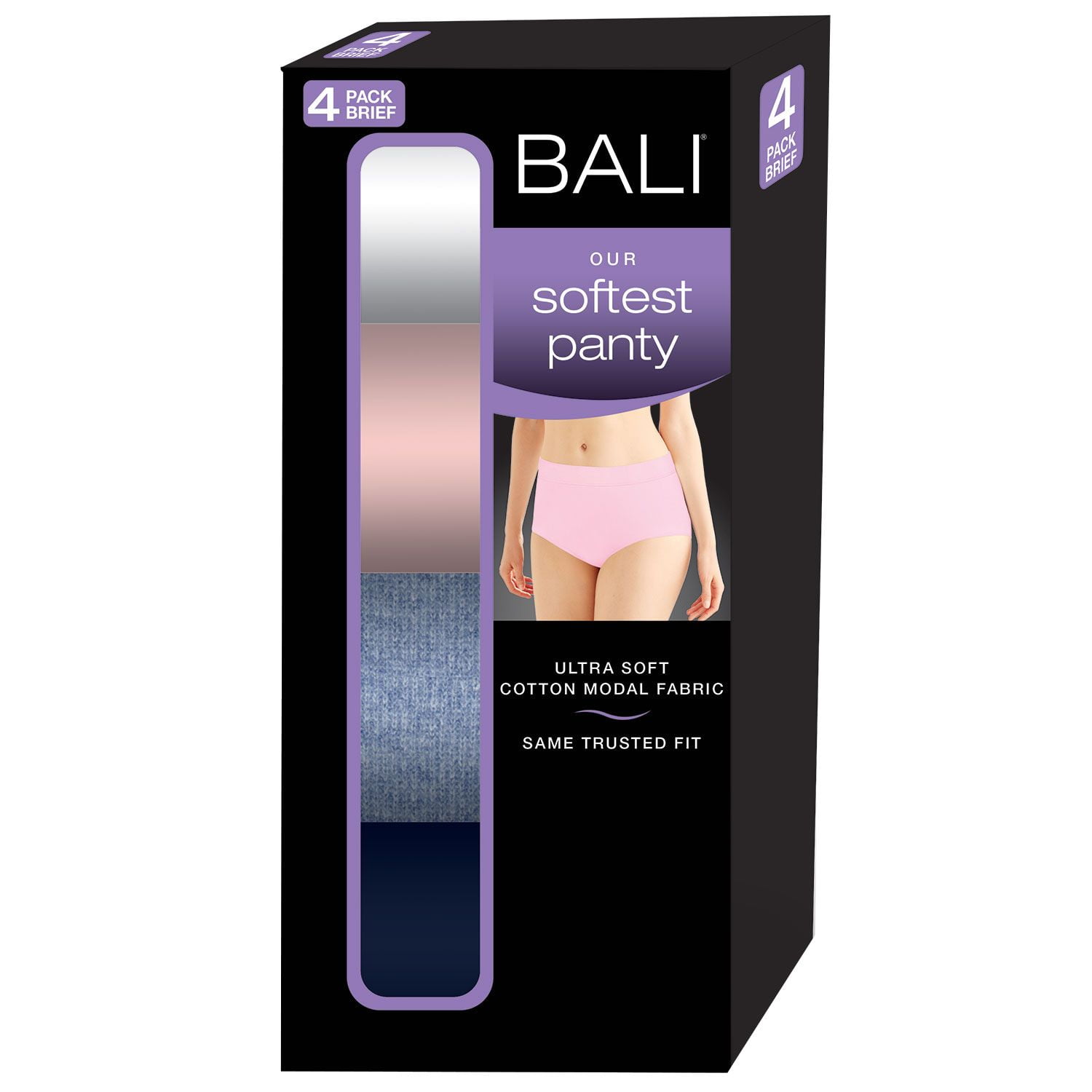 Bali Women 4-Pack Cotton Modal Ultra Soft Brief Panty Blue S 