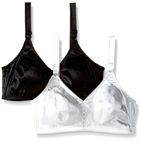 Bali Women's 2-Pack Double Support Wire-Free Bra, White/Black, 2 Pack 40C