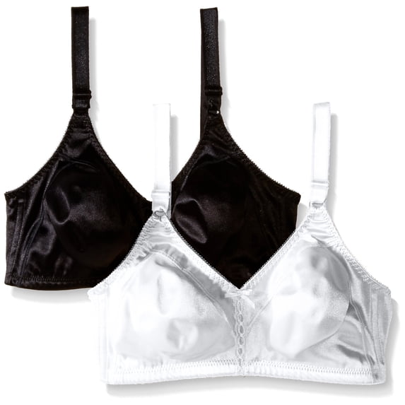 Bali Women's 2-Pack Double Support Wire-Free Bra, White/Black, 42C