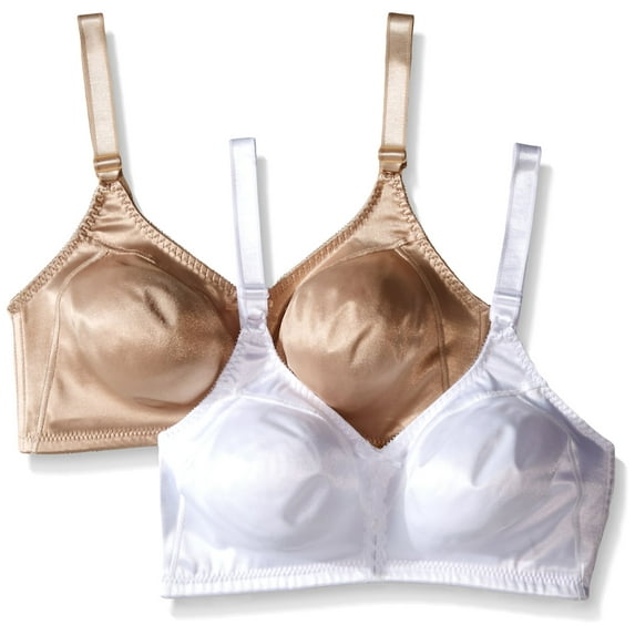 Bali Women's 2-Pack Double Support Wire-Free Bra, White/Nude, 2 Pack 34D