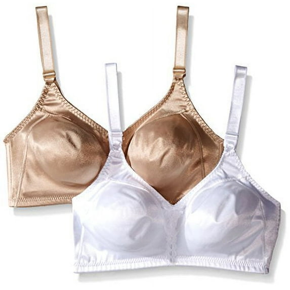 Bali Women's 2-Pack Double Support Wire-Free Bra, White/Nude, 2 Pack 40DD