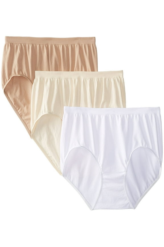 Women's 3 Pack Comfort Revolution Brief Panty, Light Denim/In The Navy/White Eyelet Print, 6/7'