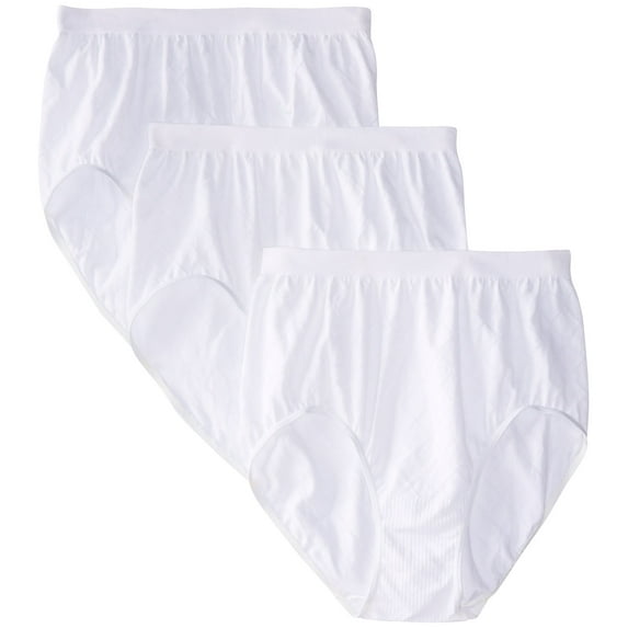 Bali Women's 3 Pack Comfort Revolution Brief Panty, White Diamond, 6/7'