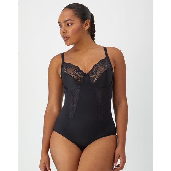 Maidenform Ultra-Firm Tummy Control Shapewear Bodysuit with Built-In Underwire Bra Black 42C Women's
