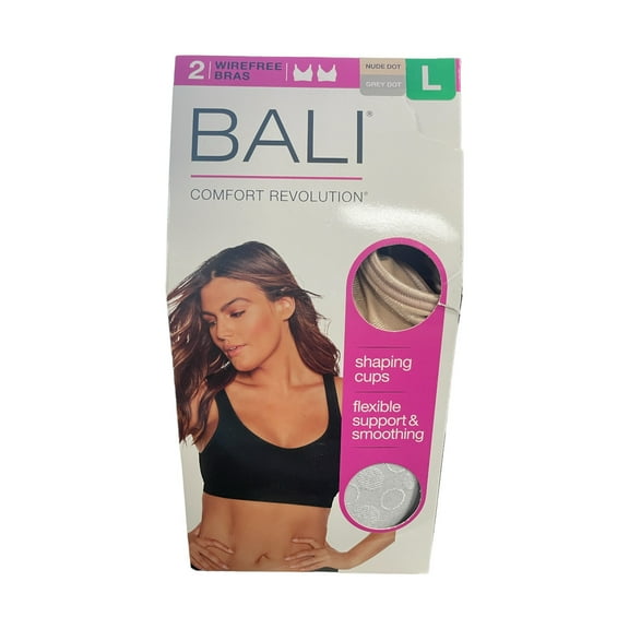 Bali Women's Comfort Revolution Flexible Wireless Shaping Bra, 2 Pack (Nude/Grey, S)