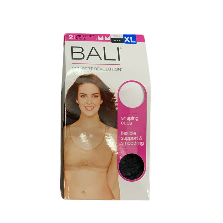 Bali Women's Comfort Revolution Flexible Wireless Shaping Bra, 2 Pack  (White/Black, M) 