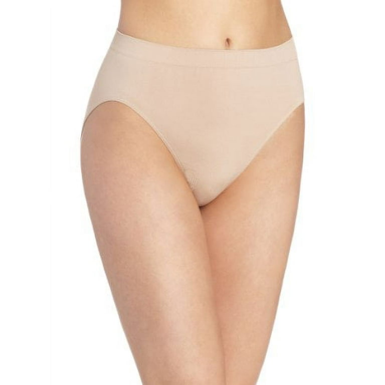 Bali Women`s Comfort Revolution Microfiber Seamless Hi Cut Panty (Pack of  2) (1 Black / 1 Nude) 