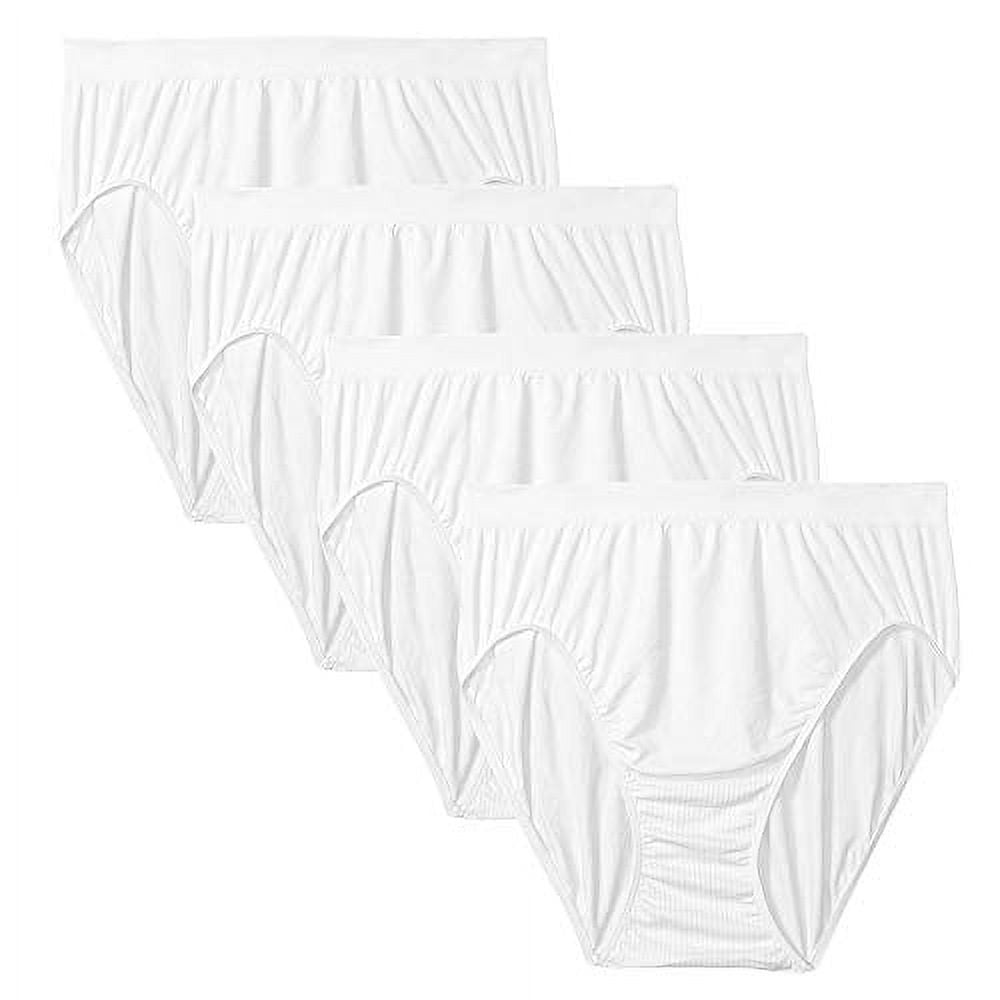 Bali Women`s Comfort Revolution Microfiber Seamless Hi Cut Panty (Pack of  4) 4 White