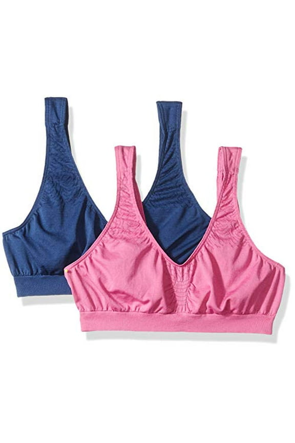 Women's Microfiber Crop Top Bra, In the Navy/Peony Parade Pink, Small