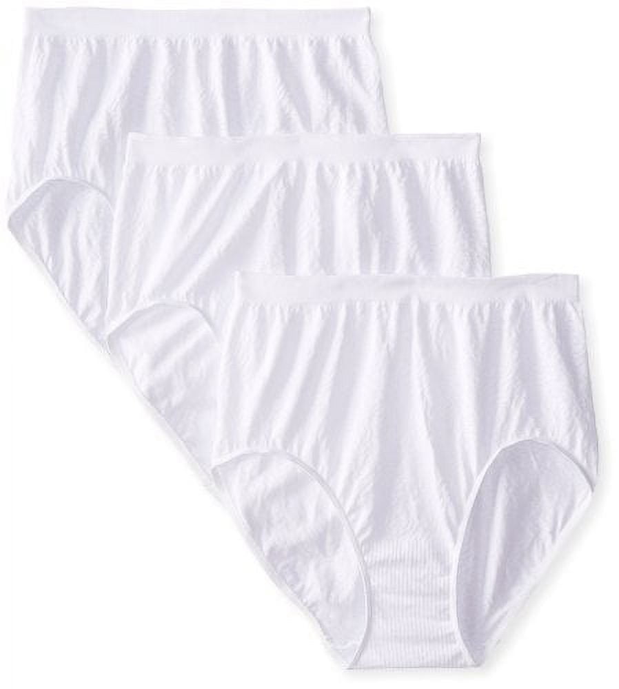 Bali Women's Microfiber Seamless Brief Panty (Pack of 3) 3 White Damask