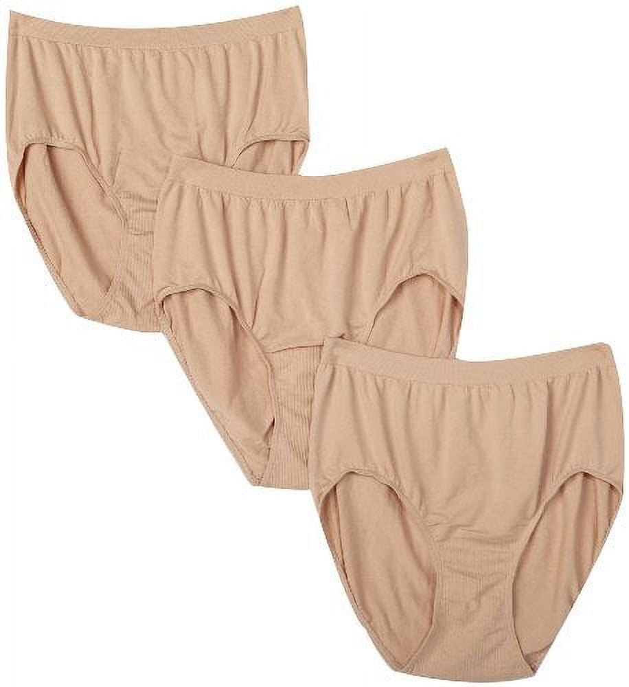 Bali Women's Plus Size 3-Pack Solid Microfiber Full Brief Panty, P27-3  Nude, 7 