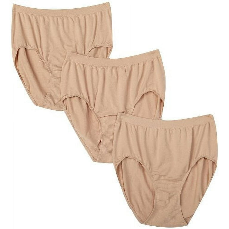 Bali Women's Plus Size 3-Pack Solid Microfiber Full Brief Panty, P27-3  Nude, 7