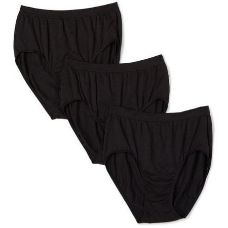 Bali Women's Plus Size 3-Pack Solid Microfiber Full Brief Panty, P28-3 Black, 9