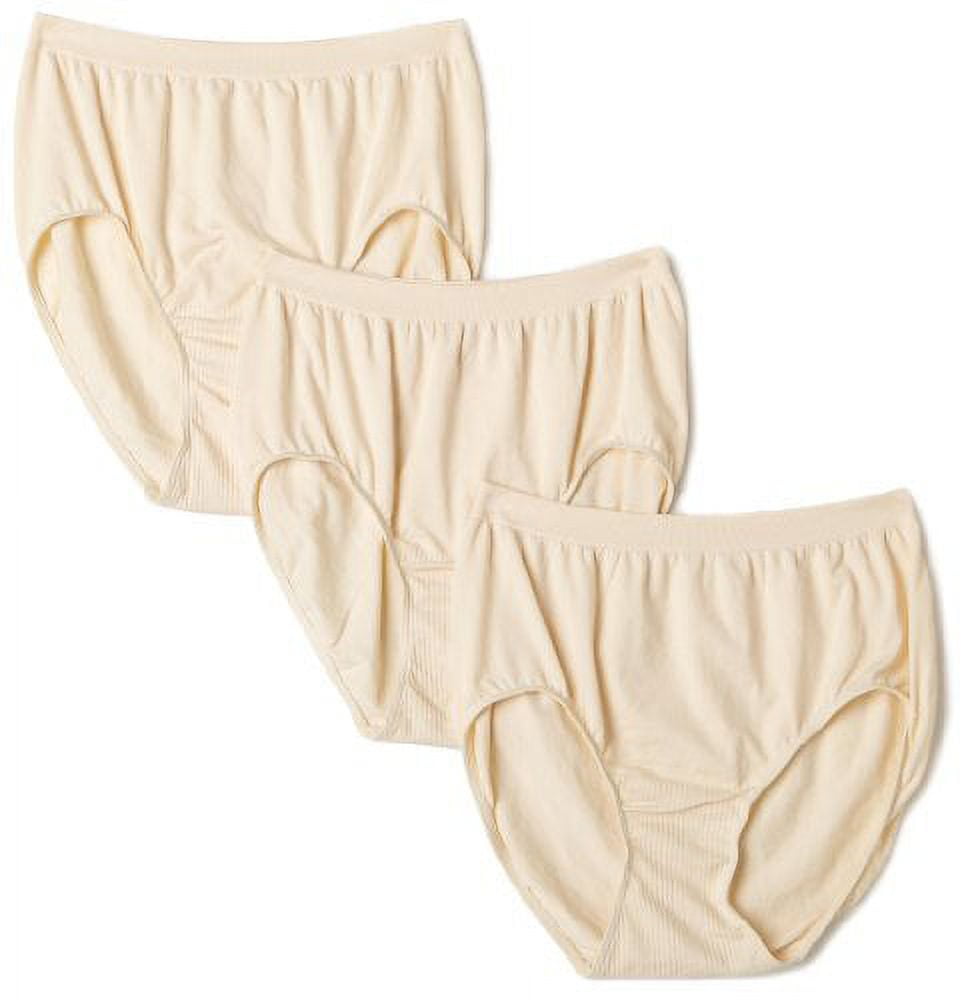 Bali Women's Plus Size 3-Pack Solid Microfiber Full Brief Panty, P2H-3  Light Beige, 7