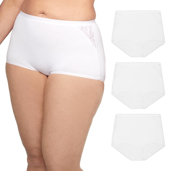 Bali Women’s Underwear Boyshort Pack, 3-Pack, Cotton Lace, Moisture-Wicking
