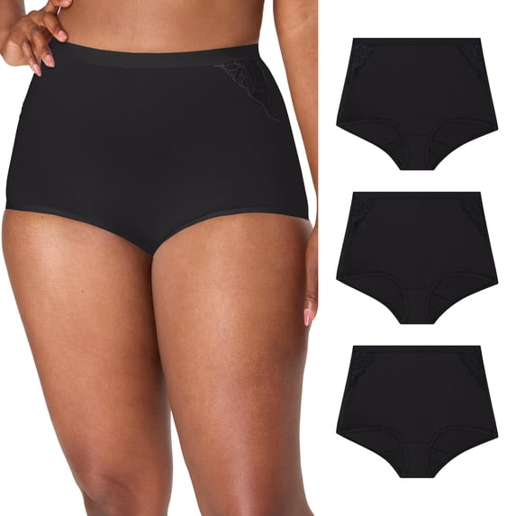 Bali Women’s Underwear Boyshort Pack, 3-Pack, Cotton Lace, Moisture-Wicking