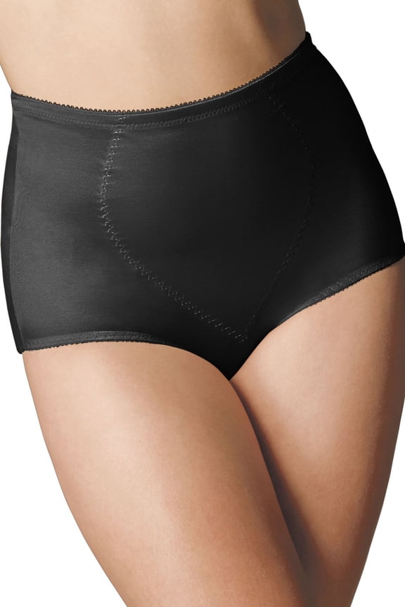 Women's Bali X710 Jacquard Tummy Panel Shaping Brief Panty - 2 Pack (Black/Black M)
