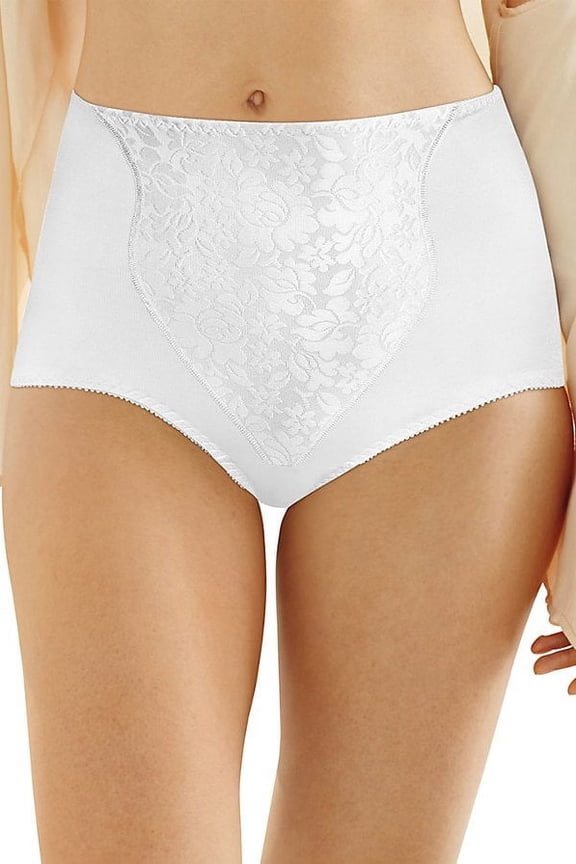 Women's Bali X372 Lace Tummy Panel Shaping Brief Panty - 2 Pack (White/White XL)